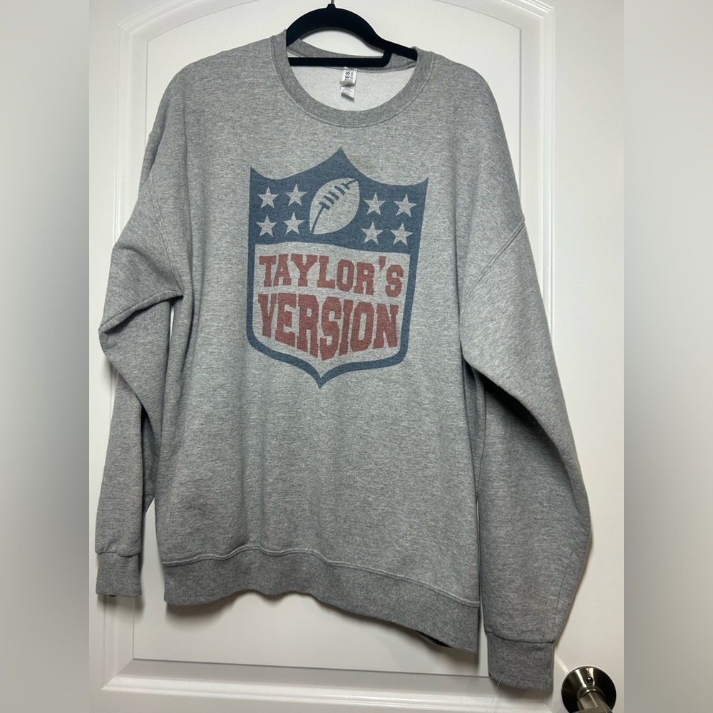 Taylor’s Version NFL football Grey Crewneck Sweater size XL cozy lounge swiftie - Picture 3 of 10